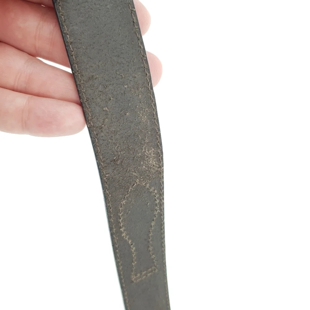 Cabela's Cognac Tan Leather Full Grain Cowhide Belt Gold Tone Buckle Size 42 - Picture 8 of 8